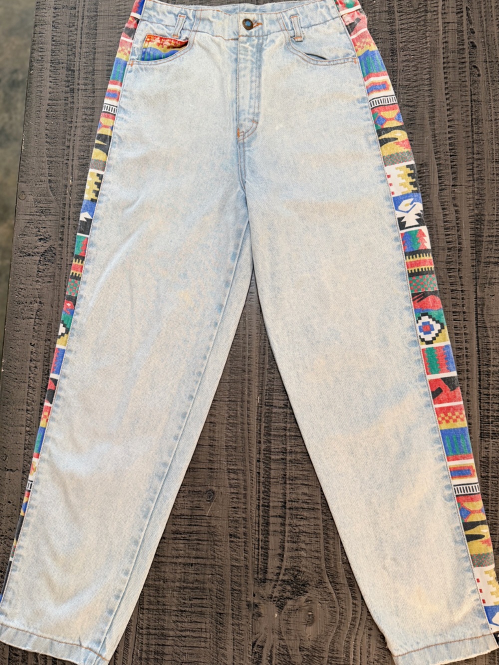 Jou Jou Light Blue Denim Jeans with Orange Stitching & Patchwork Side Strips